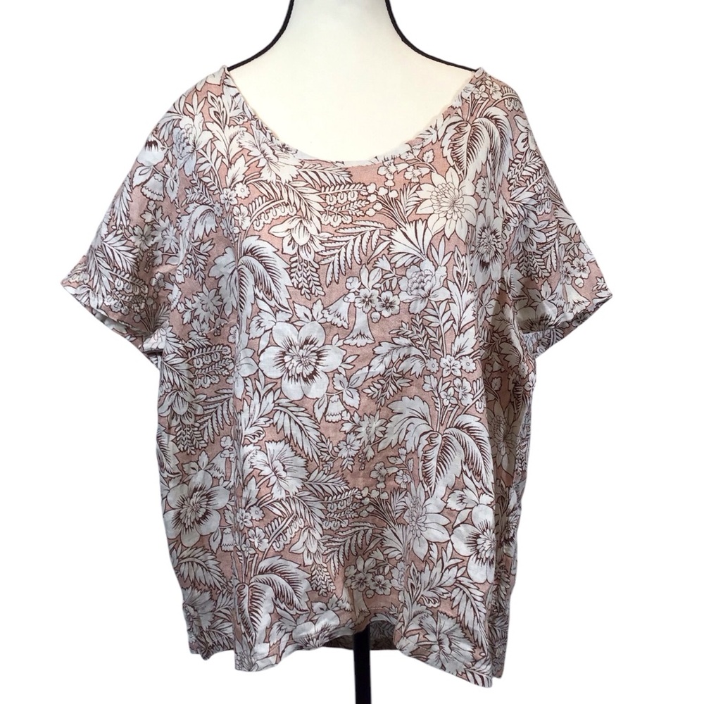 C&C California Pink Floral Short Sleeve Top